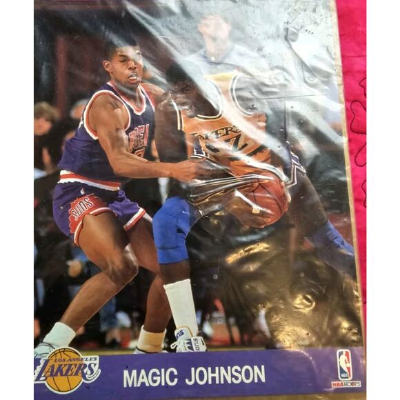 NBA Hoops, Action Photos, Lakers Magic Johnson 8x10 Photo Original Packaging - Picture 2 of 3